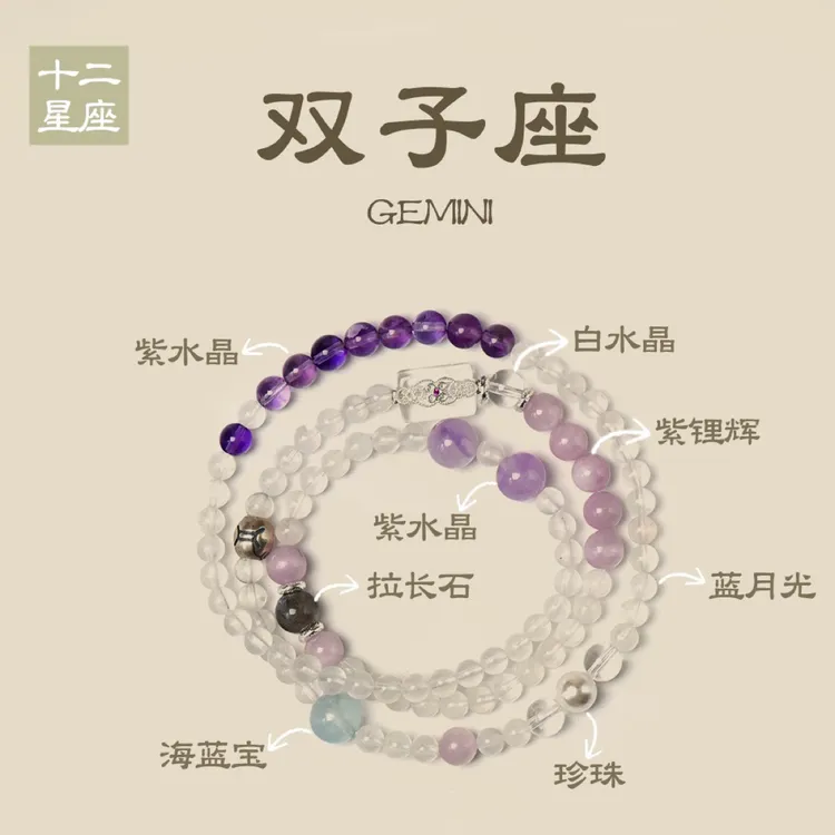十二星座水晶手串机敏双子座