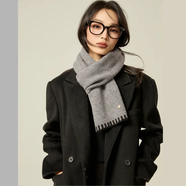 羊毛围巾女冬季2025新款韩版百搭保暖防寒针织围脖男圣诞新年礼物