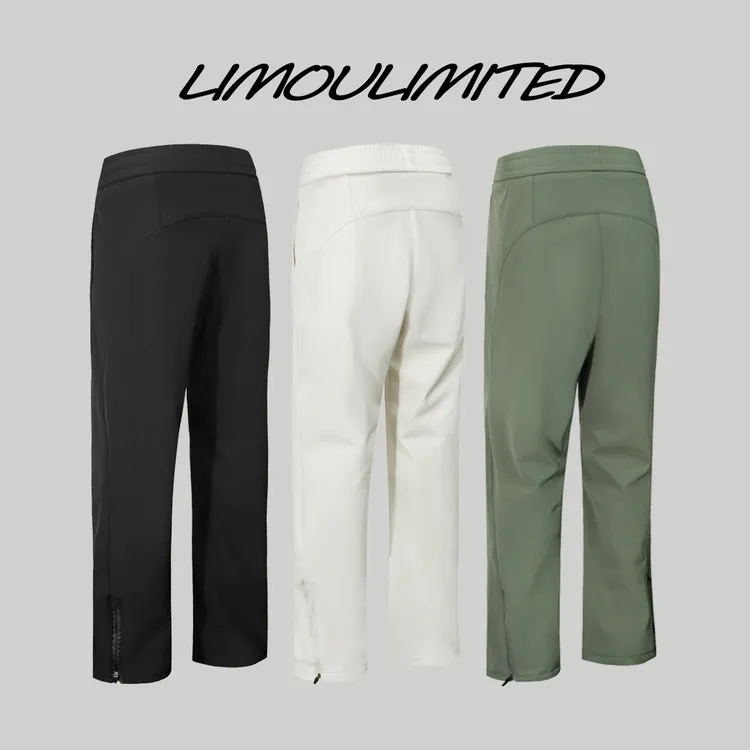 LIMOU冬季加绒LU版裤脚拉链直筒户外机能裤子训练裤男士通勤长裤
