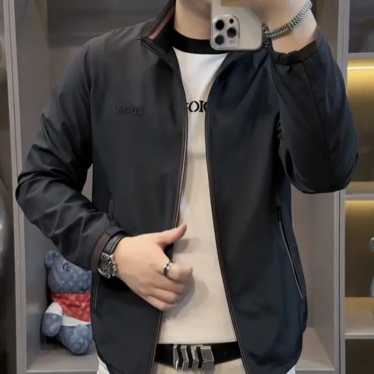 B105春季新款时尚拼接外套夹克男士 欧货潮流百搭外套夹克立领