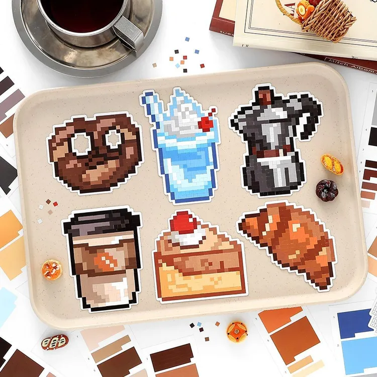 Infeel.Me白卡拼豆贴纸 拼豆豆系列 卡通趣味创意素材diy场景贴