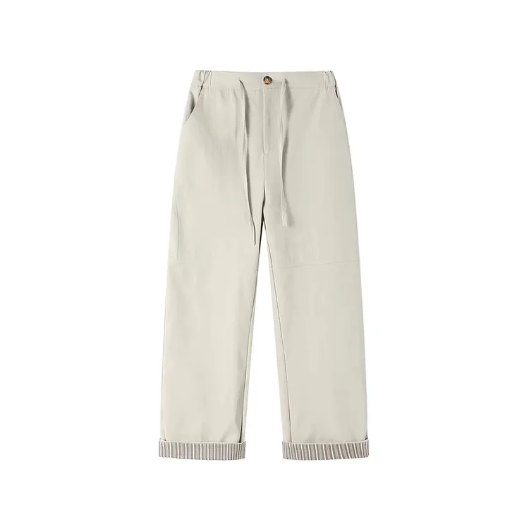 REREK/2025春夏设计感复古卷边直筒裤女宽松显瘦百搭休闲工装长裤