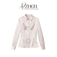 AZZHEN【银尘秘境】鱼骨蕾丝钻石缎面衬衫AZ5BSC13-00