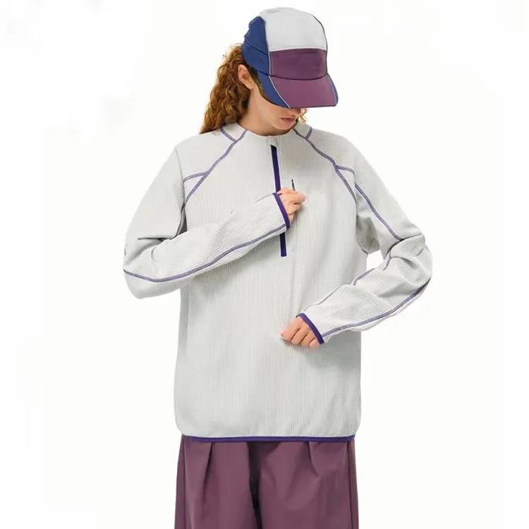 （衣兮山系半拉链卫衣）秋冬季户外华夫格撞色百搭情侣款卫衣H