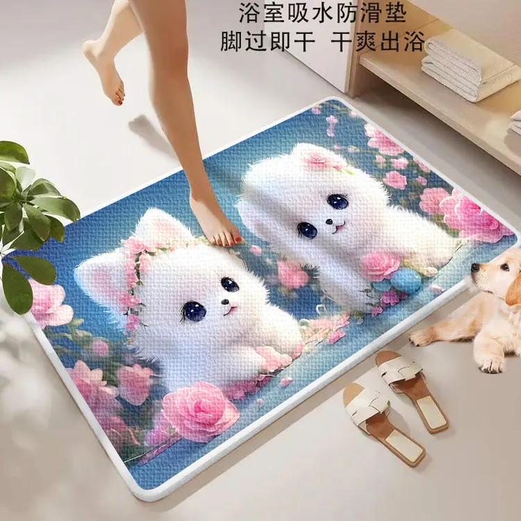 亚麻编织浴室地垫卫生间吸水垫门口防滑垫子脚垫洗手间进门垫地毯