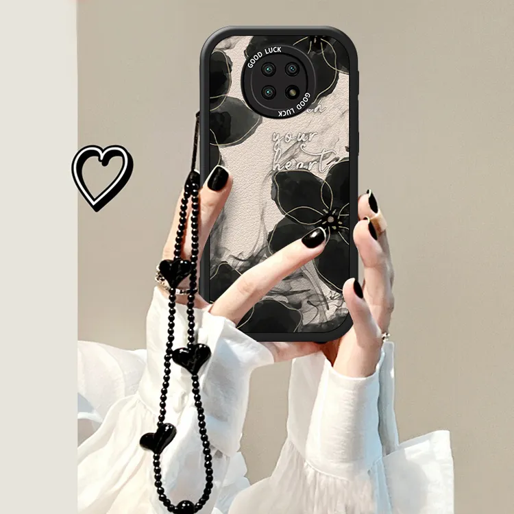 适用于小米红米Note9网红手机壳水墨画花朵Note9Pro镜头全包防摔