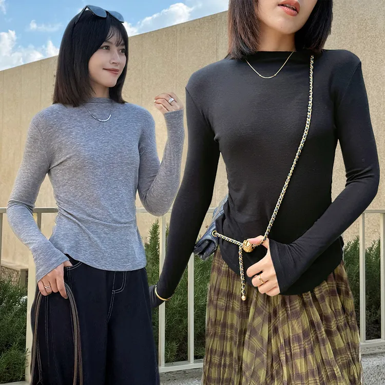 简约派T恤 绵羊毛天丝细腻亲肤 合身不紧绷收腰显瘦基础好搭F2401