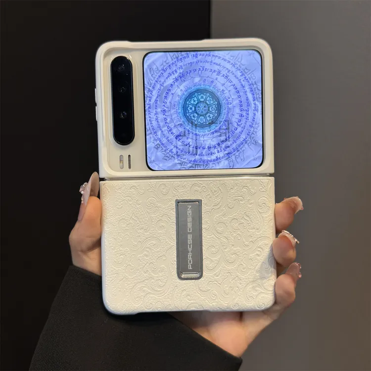 适用华为purax典藏版折叠屏手机壳pocket2国风素皮龙纹带隐形支架