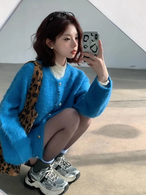 【蓝色糖果】时尚韩系秋冬季炸街一整套女装裙装针织开衫温柔套装