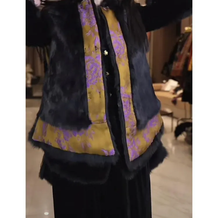 飞儿【古印玫瑰】2025早秋新款獭兔毛双穿马夹