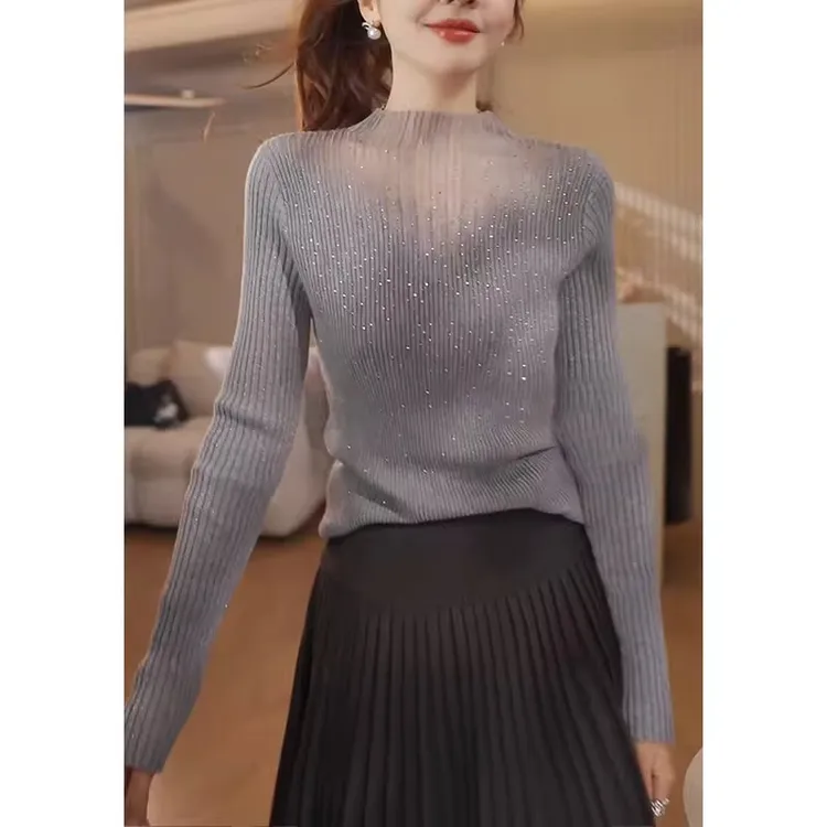 纯色针织衫打底衣内搭高级感早秋2025流光风洋气独特别致绝美上衣