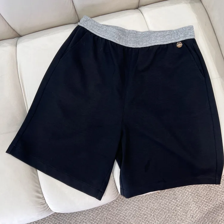 必魅-夏季高级感拼接撞色直筒裤休闲裤宽松阔腿裤显瘦五分裤52231