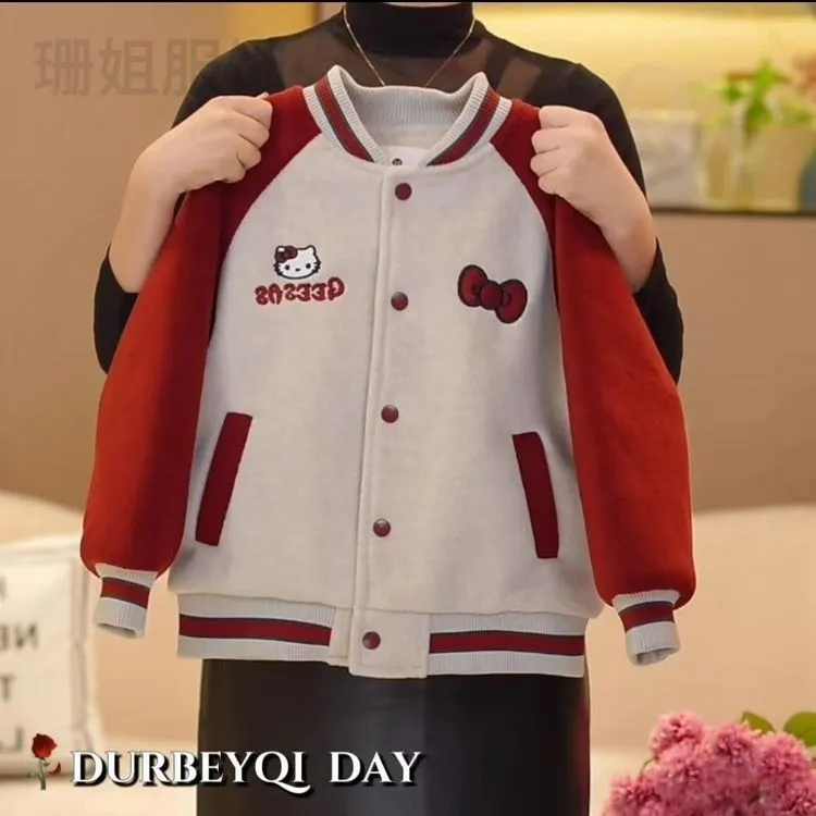 2025中大童夹棉儿童外套加绒款中大拼色加厚呢子时尚女孩冬装卡通
