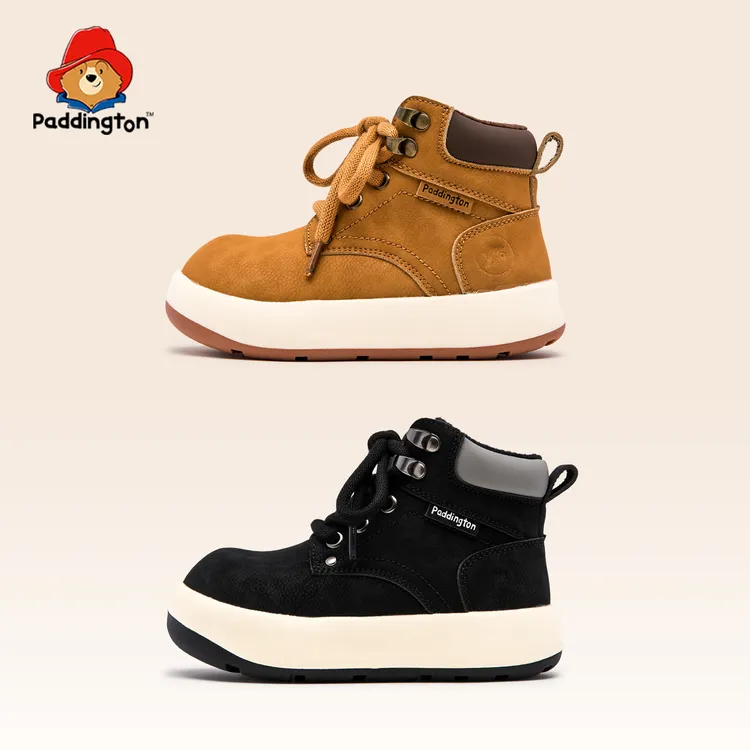 帕丁顿熊童鞋儿童马丁靴冬季加绒保暖鞋男女童短靴大黄靴-PD889