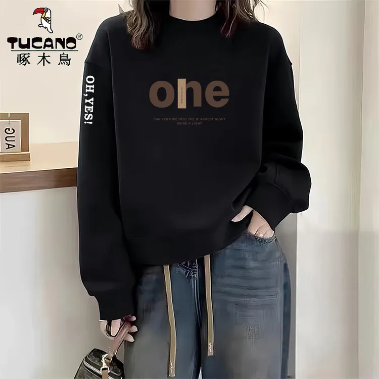 啄木鸟纯棉简约卫衣女小众2025新款洋气今年最火韩系打底衫上衣