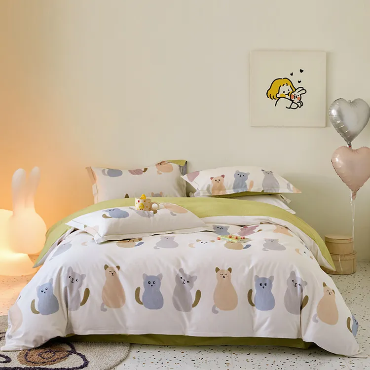 纯棉加厚四件套磨毛全棉被套床上用品轻奢双人床家纺品床上四件套