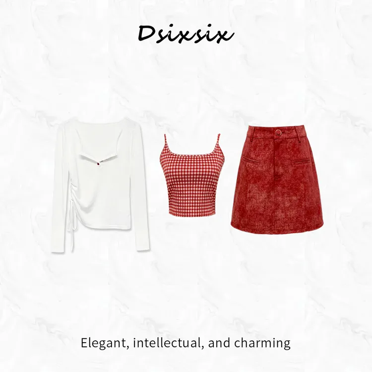 YeahMe/也觅【草莓软糖】夏日可爱少女风气质显瘦半身裙套装休闲