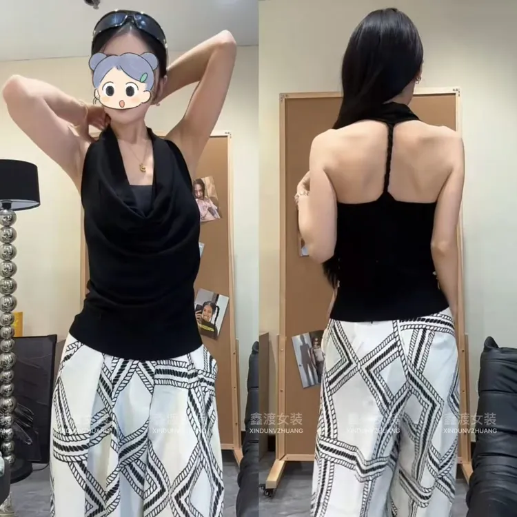 2025夏季新款时尚显瘦气质女士网红洋气两件套百搭款D5911