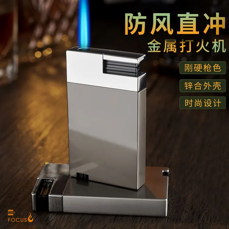 焦点防风充气打火机创意个性金属直冲火焰可充气火机网红潮流同款