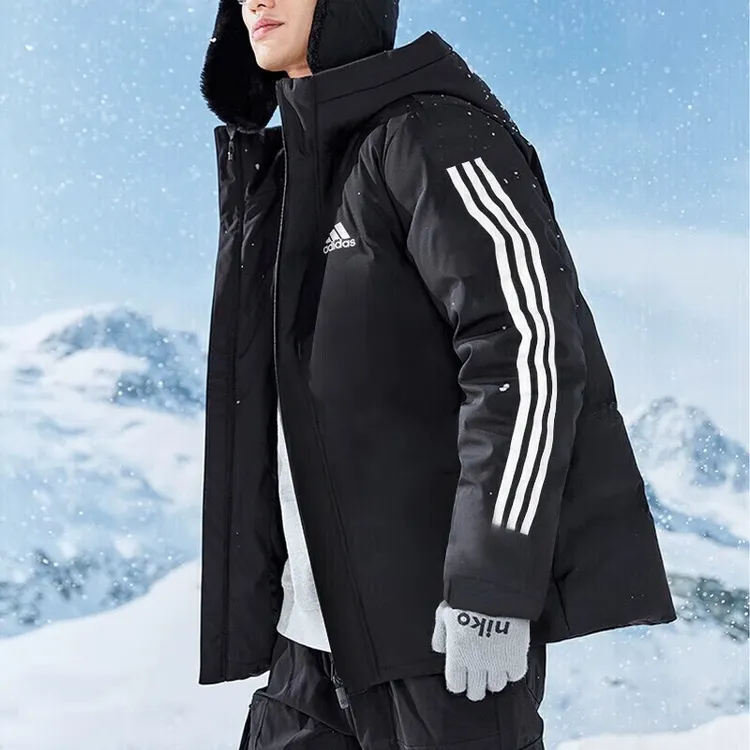 adidas/阿迪达斯棉服男装2025春新款中长款棉衣连帽运动保暖外套