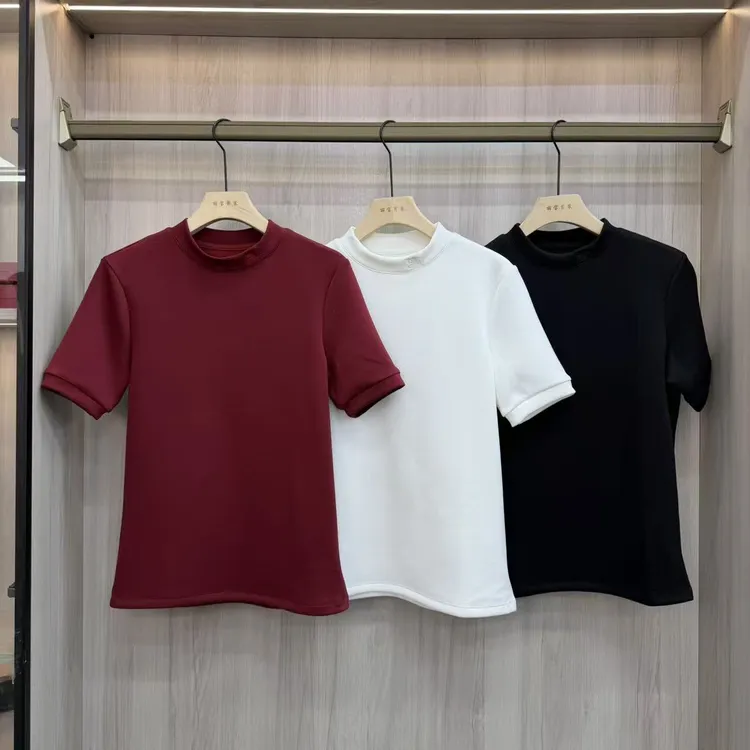 男士冬季新年红立领短袖加绒保暖刺绣马年修身短袖T恤（35236）