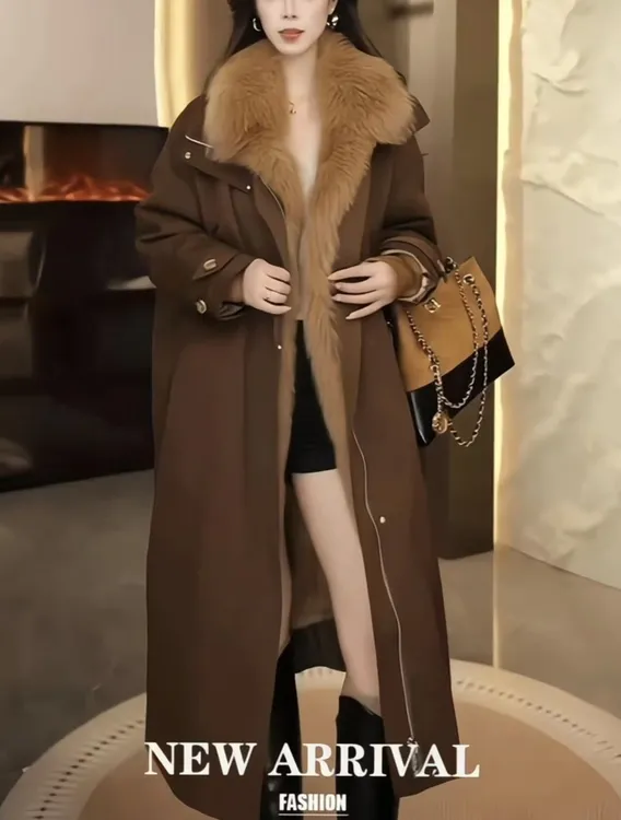 2025冬季新款可拆卸派克服外套女长款加厚保暖防风毛毛外套风衣