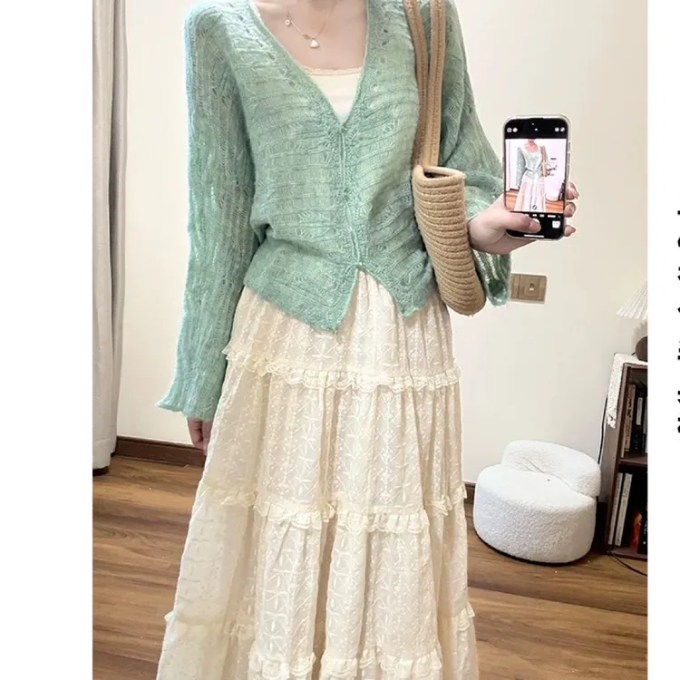 2025芭蕾风刺绣半裙加厚蕾丝蛋糕裙半身裙女春秋长裙a字裙仙女裙