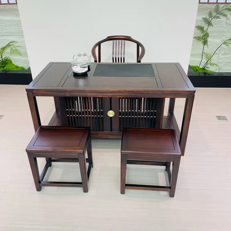 乌金木阳台椅组合新中式禅意泡茶桌家用功夫茶桌古典茶台实木