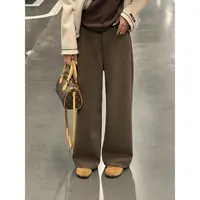 WenWen小个子2025秋冬新款双面呢小口袋高腰修身百搭长裤4755