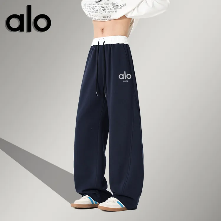 ALO美式潮牌卫裤弯刀休闲情侣裤巴恩风秋冬季重磅运动宽松直筒裤