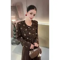 重工圆领小香亮片短外套WT31114