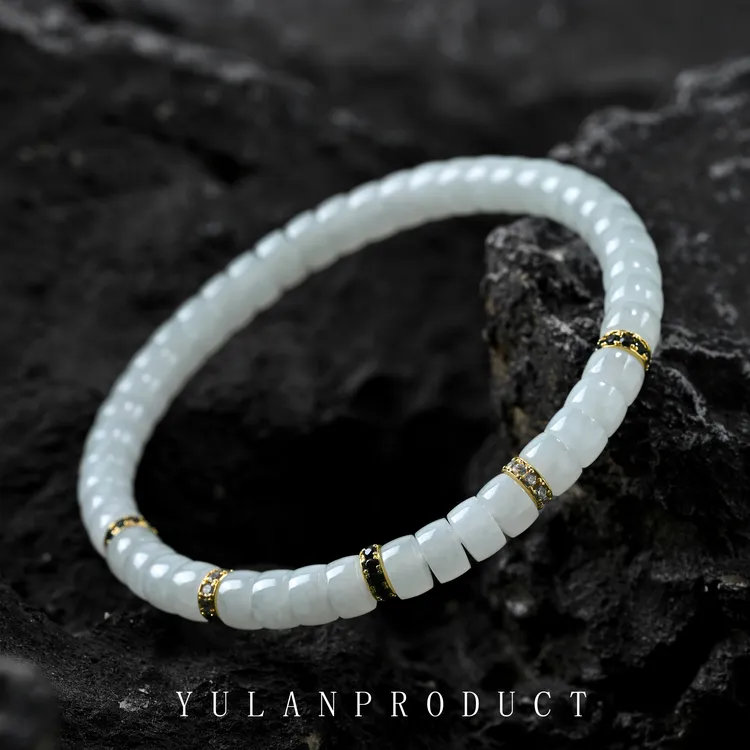 钰澜文玩钰翡系列「白冰」天然A货缅料翡翠-药片6mm