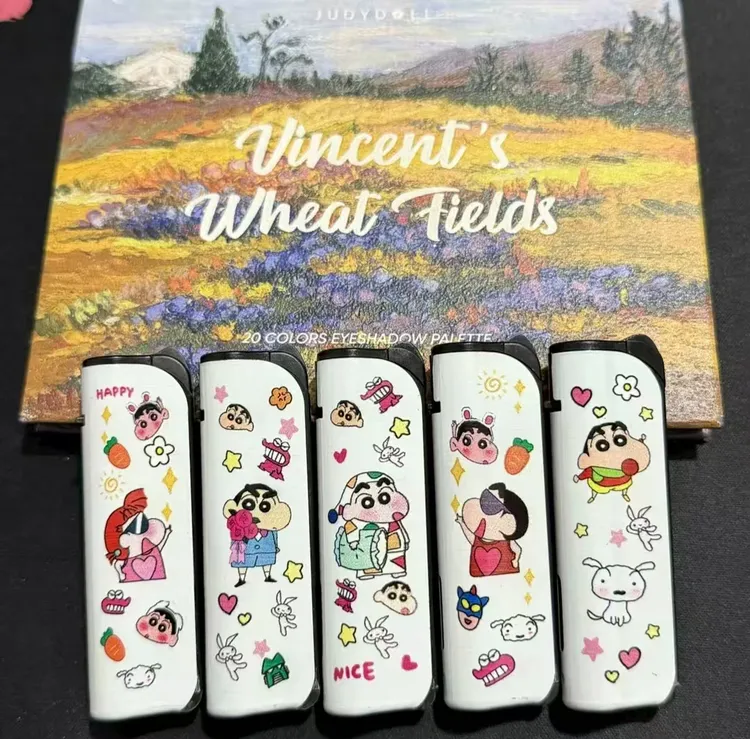 可爱卡通小新系列创意防风蓝焰直冲可充气铁壳打火机高颜值礼品