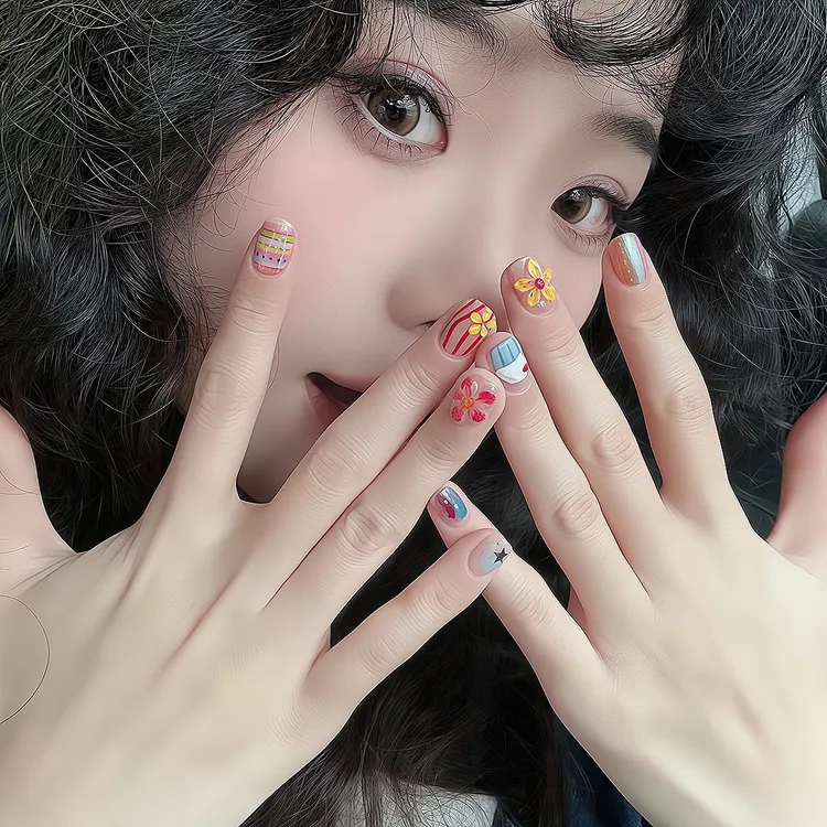 【田园少女】可爱ins纯手工猫眼花心小狗美甲多巴胺短款新款穿戴甲