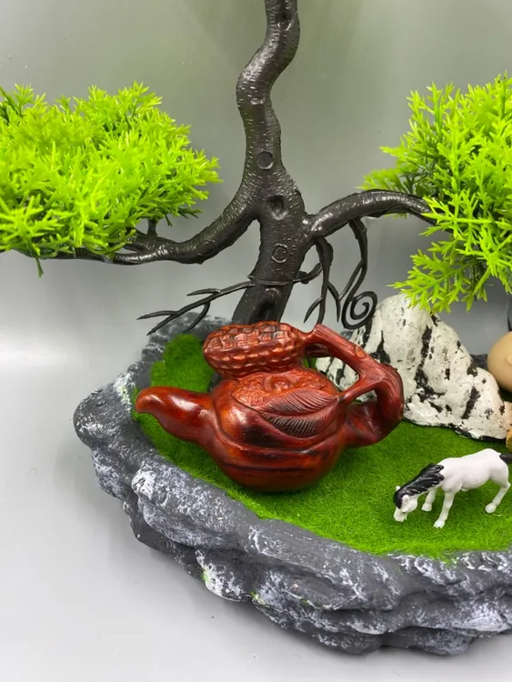 印度小叶紫檀手工好事发生手把壶