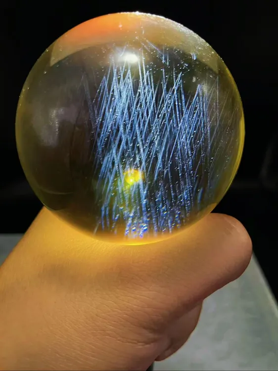 天然水晶球卡6.82全净体兰针