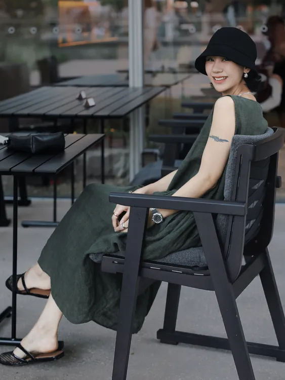 TT设计师【沐瑶】复古风亚麻高级感褶皱感层次感连衣裙TT190460