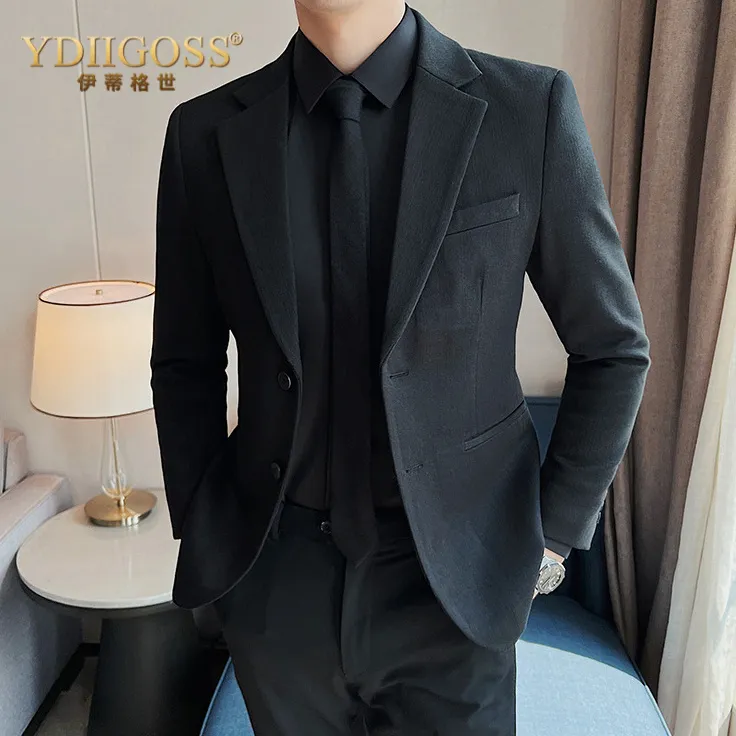 YDIIGOSS毛呢小西装外套男士春秋季英伦风雅痞男装商务休闲高级感