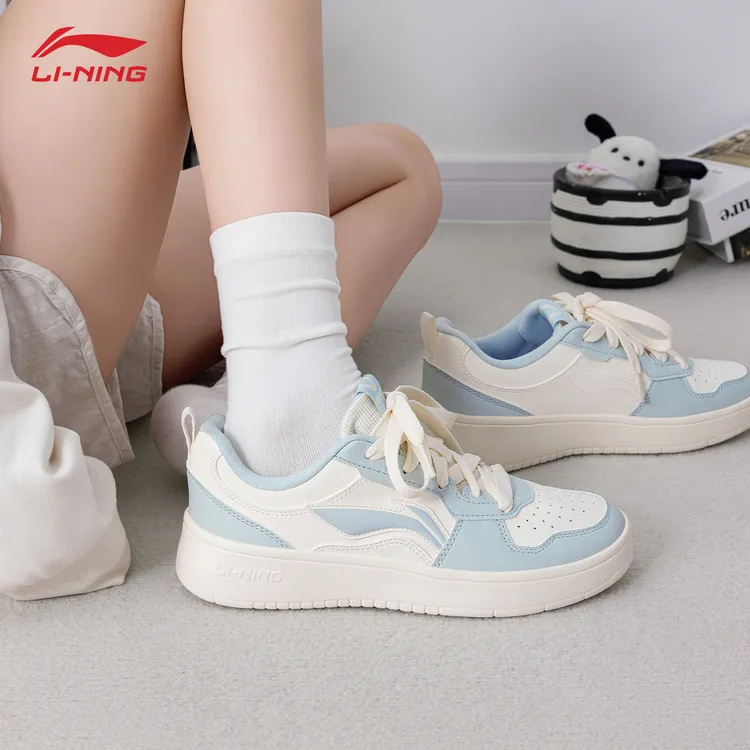 李宁初云板鞋女鞋秋冬新款蓝色时尚百搭小白鞋厚底增高休闲运动鞋