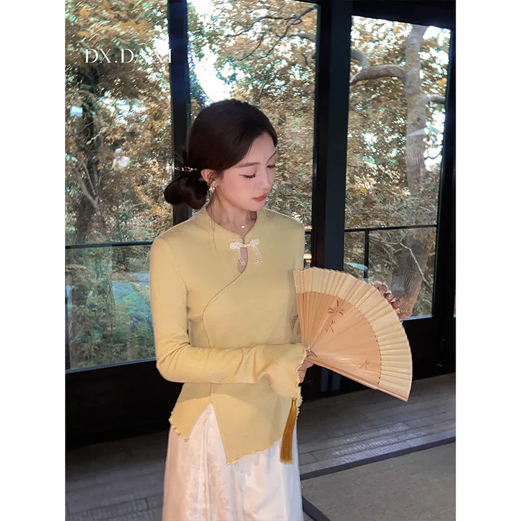 代大喜【茶园小歇】新中式修身小上衣2025秋款网红女设计师爆款小衫