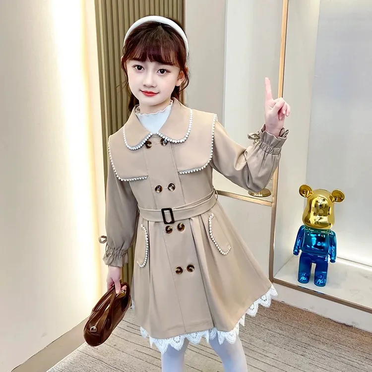 女童风衣春装2025春秋季新款韩版洋气中长款童装英伦风呢大衣外套