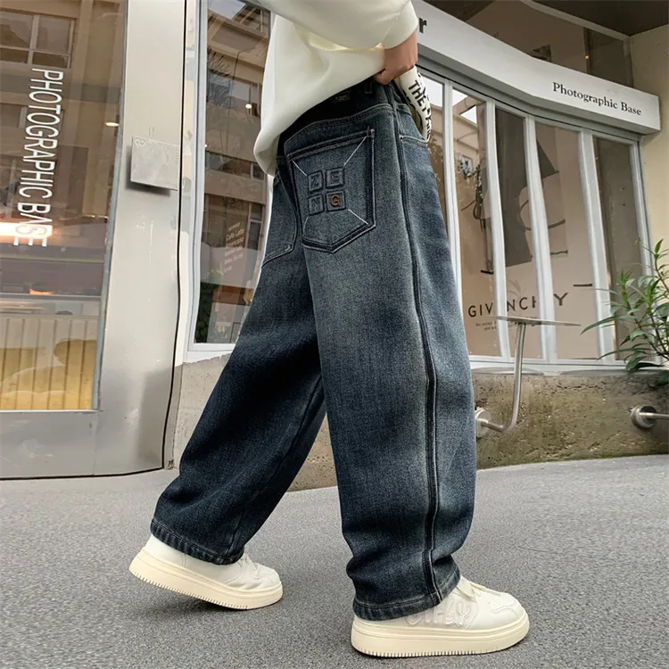 男童裤子春秋款2025新款儿童秋装直筒牛仔裤大童秋季长裤宽松帅气