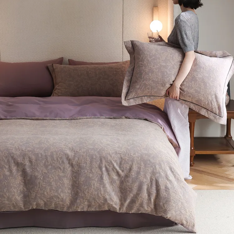 法式中古风丨秋冬磨毛纯棉四件套全棉紫色轻奢高级感主卧室床品