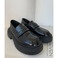 ⑧七七146小个子二层牛皮乐福鞋女秋季新款增高厚底小黑鞋小美说