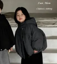 Z204 女童儿童加厚纯色森系冬季棉服棉袄棉衣百搭上衣外套高级灰