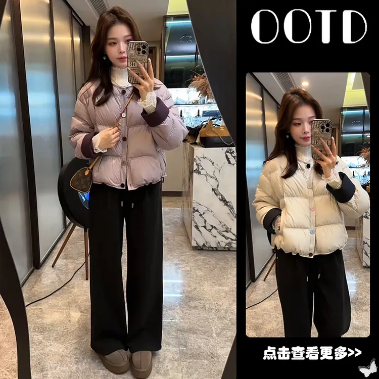 秋季流行穿搭一整套女2025新款圆领棉服外套针织衫休闲裤三件套