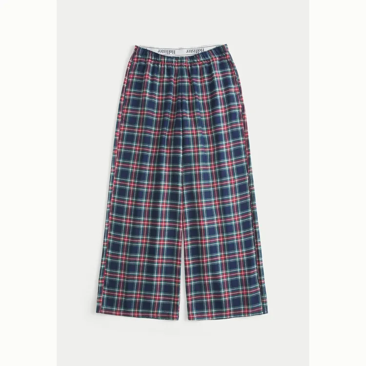 【爆款格子裤】Hollister25秋冬法兰绒翻腰LOGO遛弯裤女346-5098