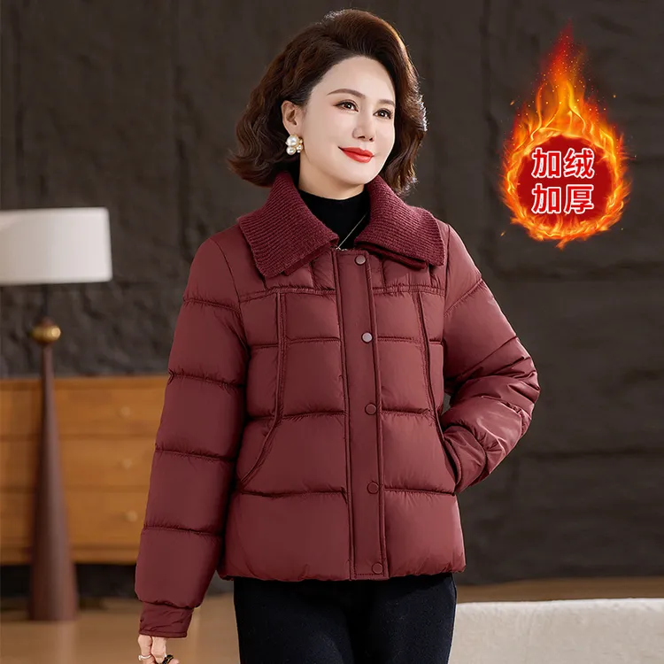 常规款厚款休闲风中老年女装女士棉袄立领百搭休闲气质短款加厚