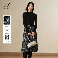 【丽公主专属】玖姿安娜蔻JTEQ31501新中式曲珠纱假两件中袖针织连