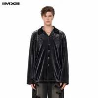 IMXS锁龙绣花衬衫外套光泽感法式复古典雅尊贵长袖落肩西服型上衣